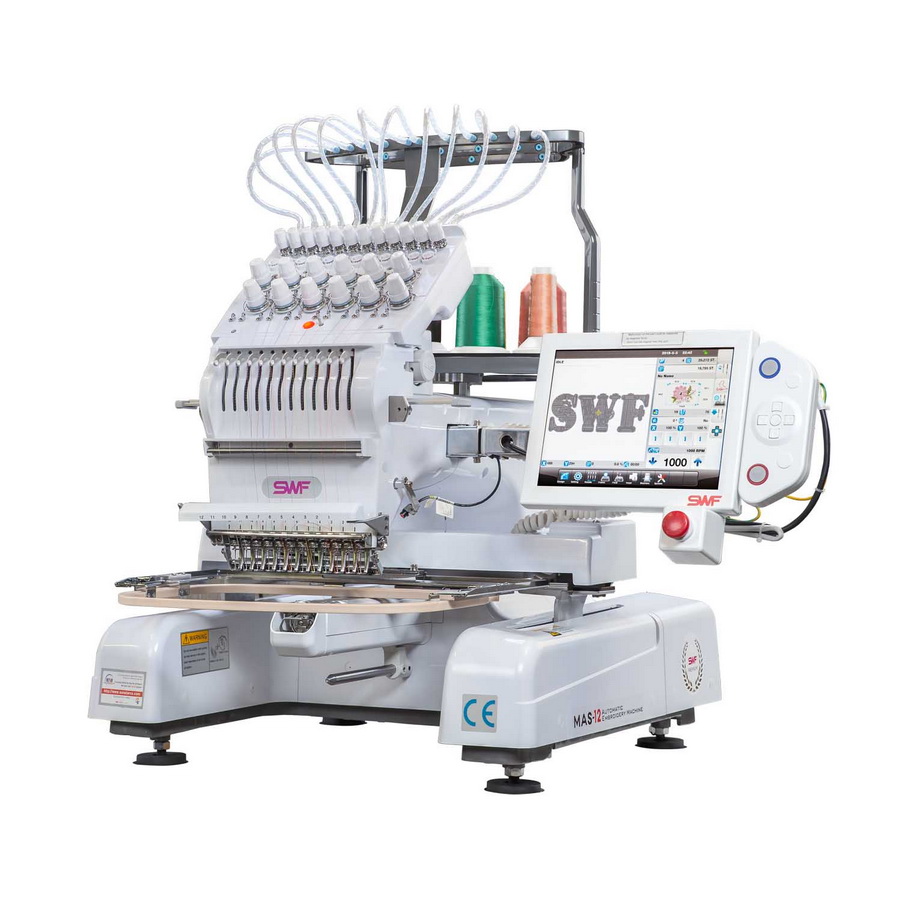SWF MAS 12 Needle Embroidery Machine (Optional Cap and Stand Bundles Available)