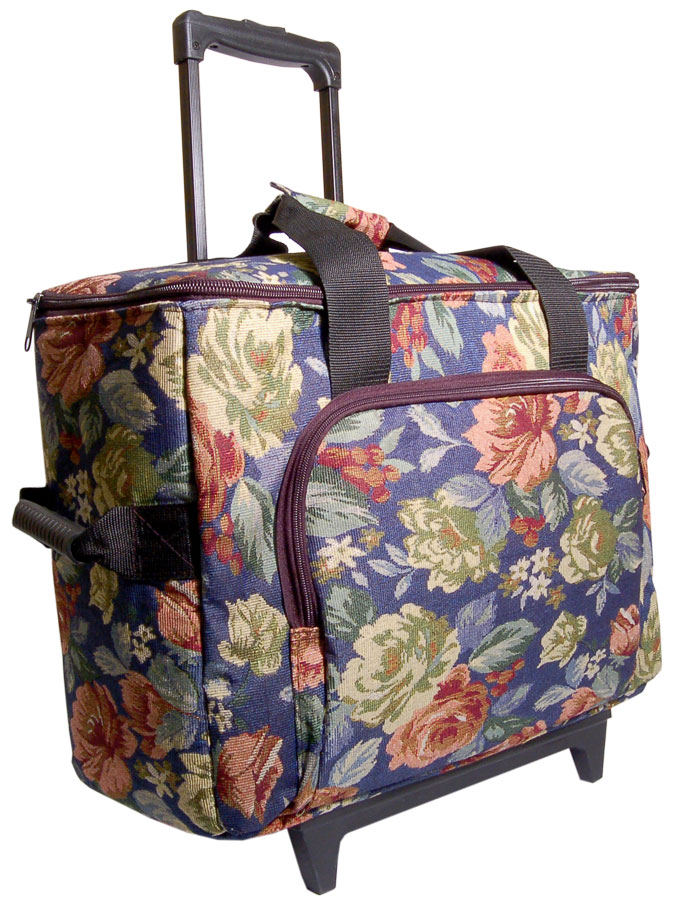 Hemline Blue Floral Sewing Machine Trolley