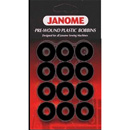 Janome Class 15 Pre-wound 72 Pack of Plastic Bobbins - Black