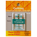 Klasse Quilting Titanium Needles 80/12 - Buy 2 Get 1 FREE