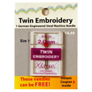 Klasse Twin Embroidery Needle 75/2.0mm - Buy 2 Get 1 FREE
