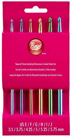 Boye Aluminum Size E-J Crochet Hook Set (6 Pieces)