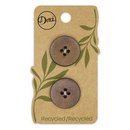Recycled Leather Round 4hole Brown 23mm 2ct