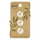 Recycled Cotton Deer 2hole Natural 15mm 3ct