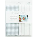 Tea Towels, Gingham & Pinstripe -Grey/Cream -Set 2