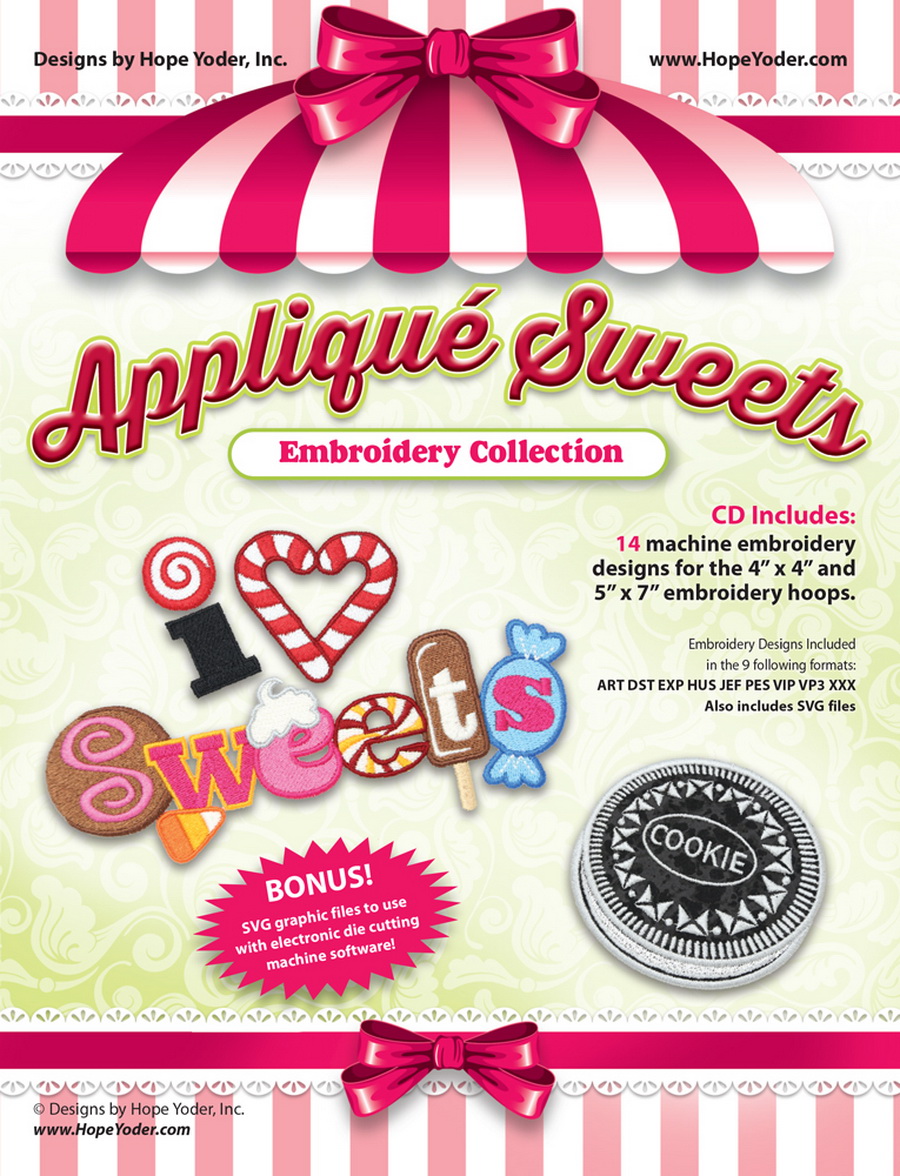 Download Applique Sweets Embroidery CD w/SVG - Designs by Hope Yoder