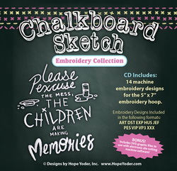 Chalkboard Sketch Embroidery CD w/SVG - Designs by Hope yoder