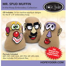Mr. Spud Muffin Embroidery Cd W/svg - Designs By Hope Yoder