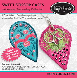 Sweet Scissor Case Embroidery CD - Designs by Hope Yoder
