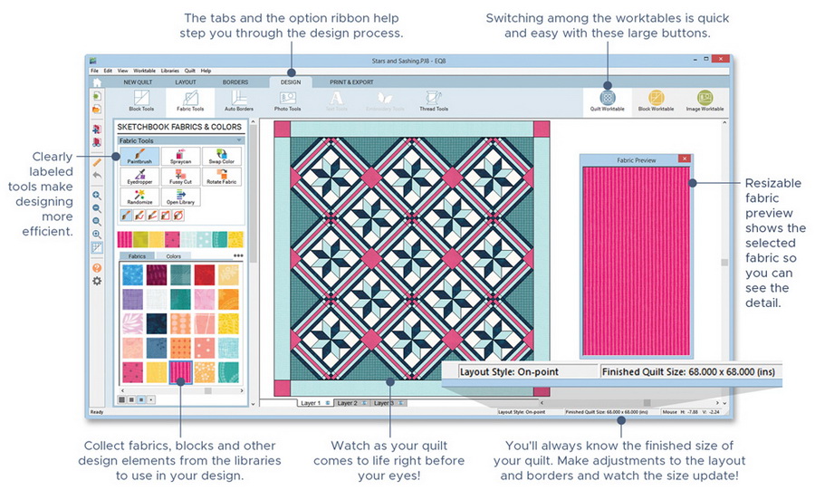 Electric Quilt 8 EQ800 Quilt Design Software