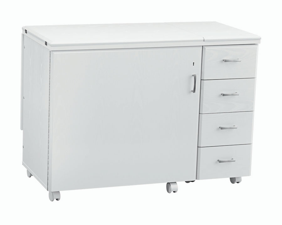 Inspira 4 Drawer with Drop Leaf White