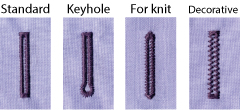 16 types of buttonholes are available for your needs.