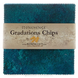 Stonehenge Gradations Brights Lagoon Chips - 5 inch Squares 42 Pieces