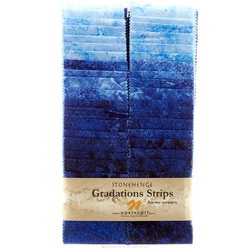 Stonehenge Gradations Brights Indigo - 2.5 inch wide Strips 40 Pieces