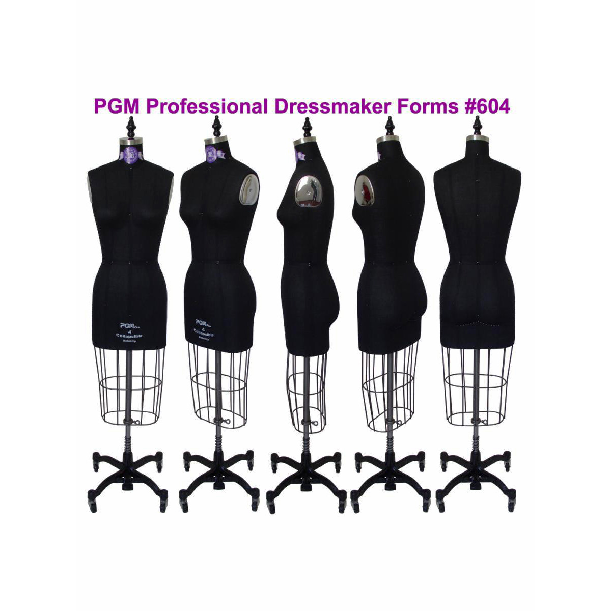 PGMPro 604 Black Dressmaker Ladies Form with Hip, sizes 412