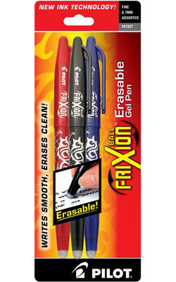 Frixion Erasable Gel Pen 3ct Black/Blue/Red