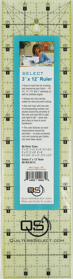 Quilters Select 3 inch x 12 inch Non-Slip Ruler