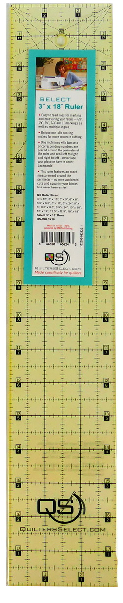 Quilters Select 3 inch x 18 inch Non-Slip Ruler