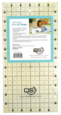 Quilters Select 6 inch x 12 inch Non-Slip Ruler